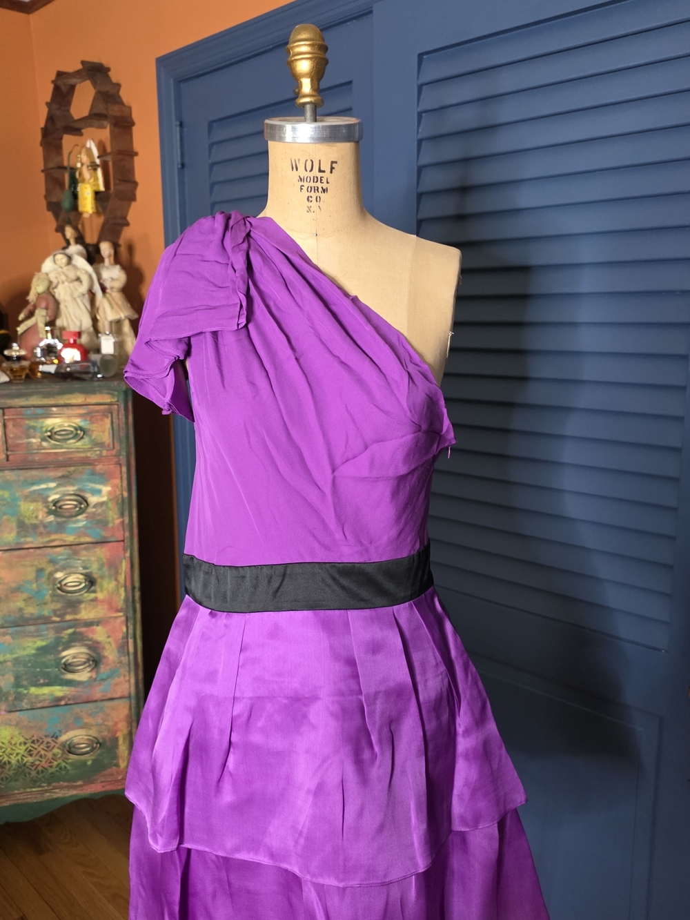 Jay Godfrey Purple Silk One-Shoulder Tiered Cocktail Mini Dress – Size 8 (NWOT)